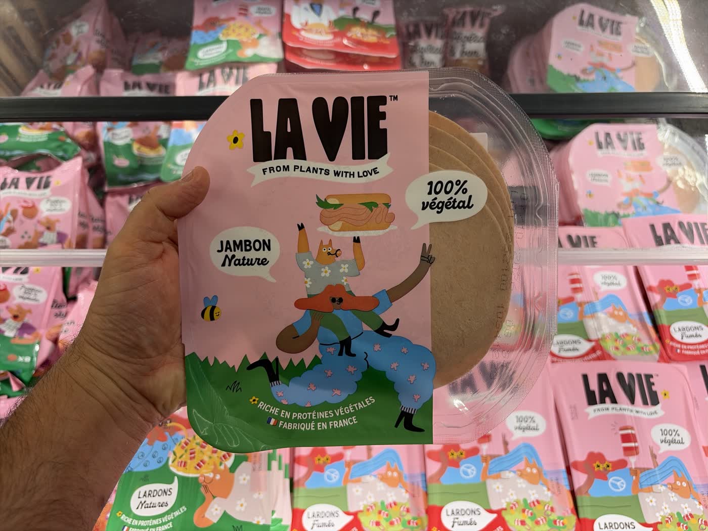 Jambon nature végétal La Vie, riche en protéines végétales, fabriqué en France